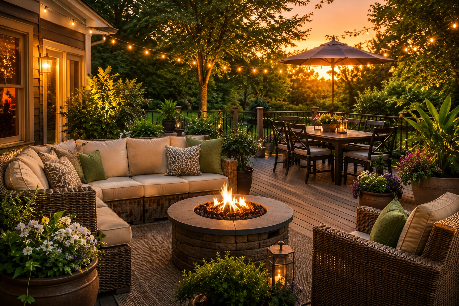 Outdoor living space with furniture
