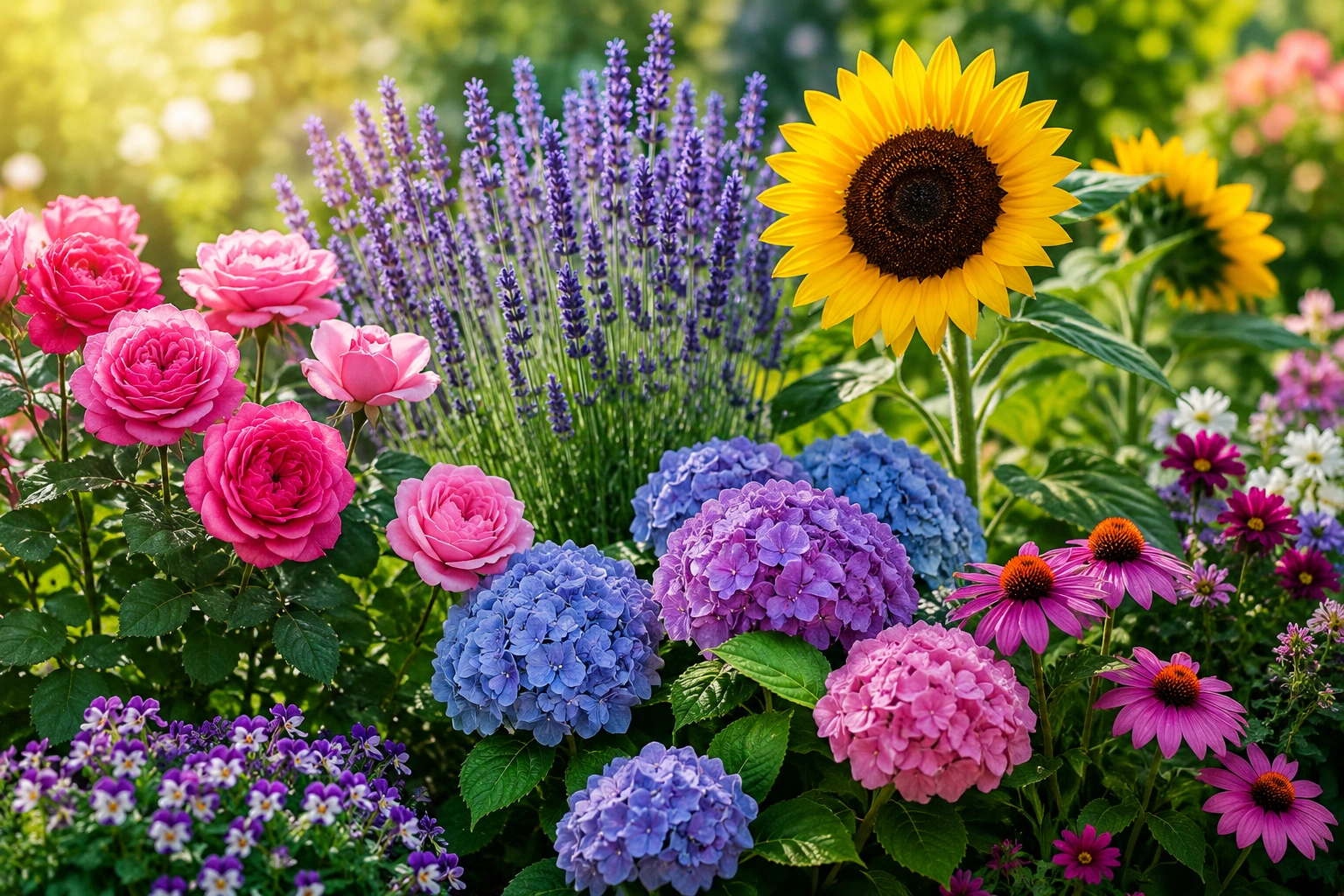 Beautiful flowers and indoor plants