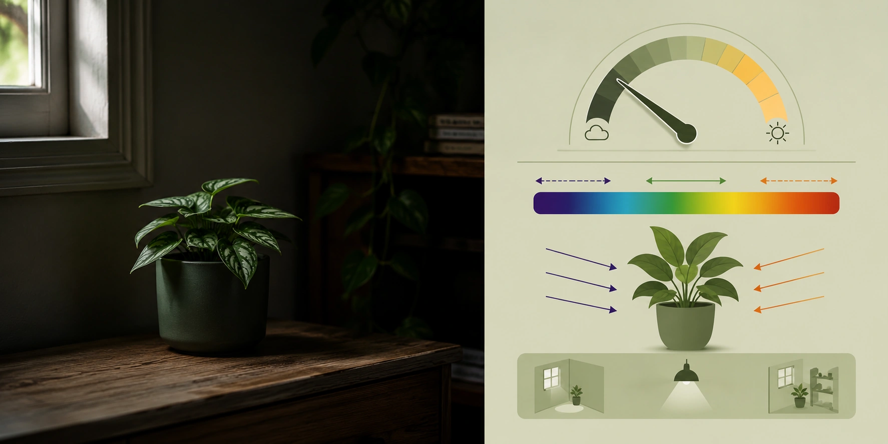 Low light plants in a dimly lit room